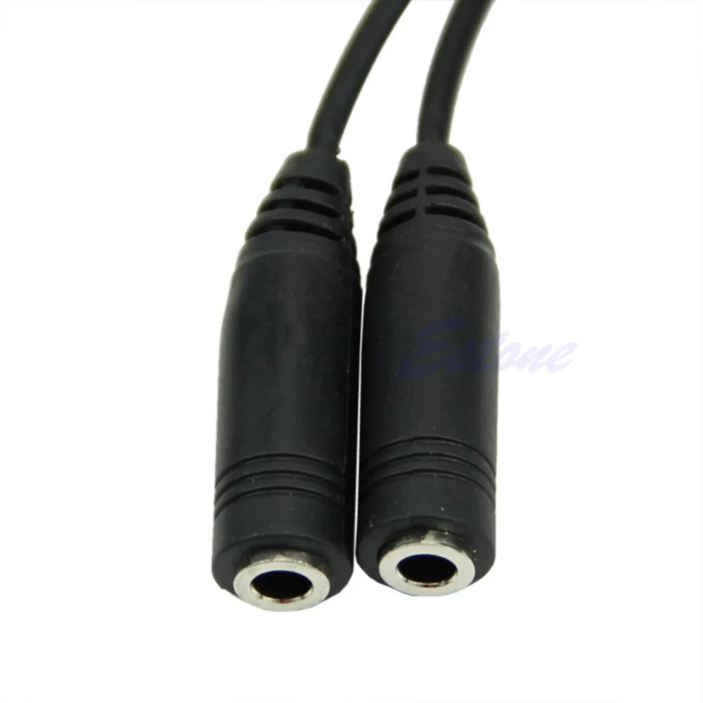 1 PC 3.5mm Male to 2 Dual Female Plug Jack Audio Stereo Headset Mic Splitter Cable