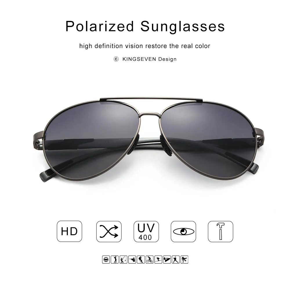 KINGSEVEN męskie aluminiowe okulary przeciwsłoneczne z polaryzacją klasyczne markowe okulary przeciwsłoneczne EMI chroniąca powłoka soczewki okulary przeciwsłoneczne N7228 — zdjęcie 5