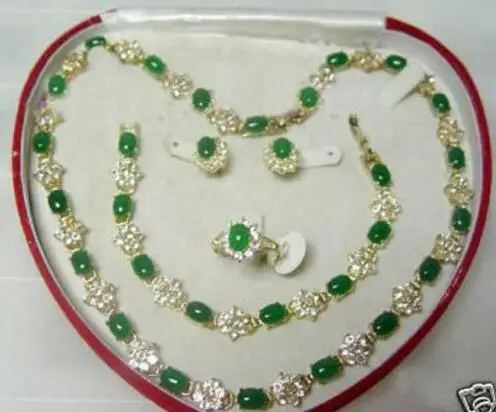 

shitou Popular jewelry Green Necklace Bracelet Ring Earring Set