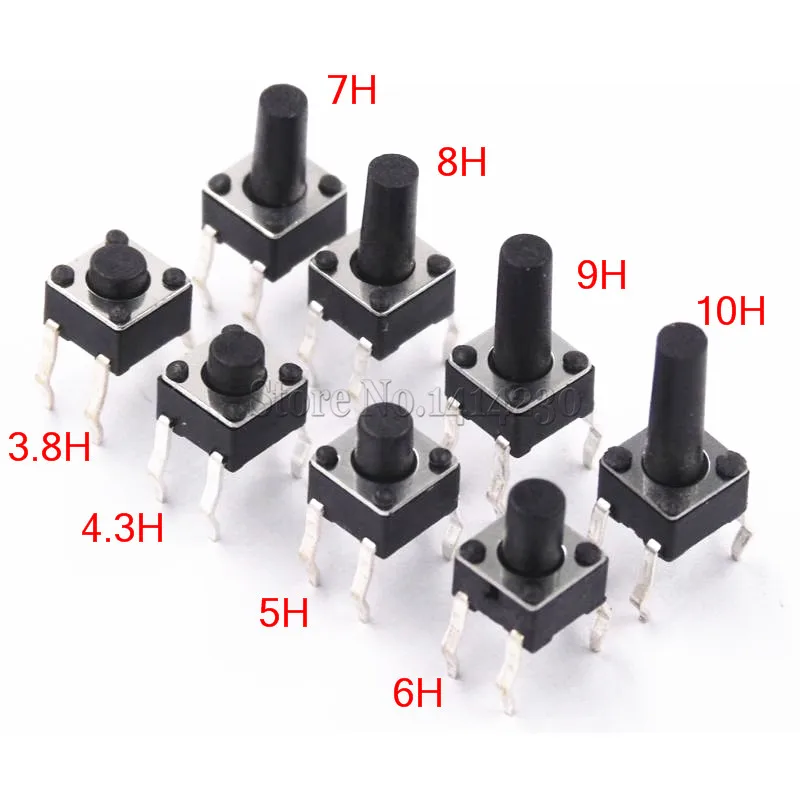 4.5x4.5mm Panel PCB Momentary Tactile Tact Mini Push Button Switch DIP 4pin 4.5x4.5x3.8/4.3/5/6/7/8/9/10 MM 4.5*4.5*3.8MM -10MM