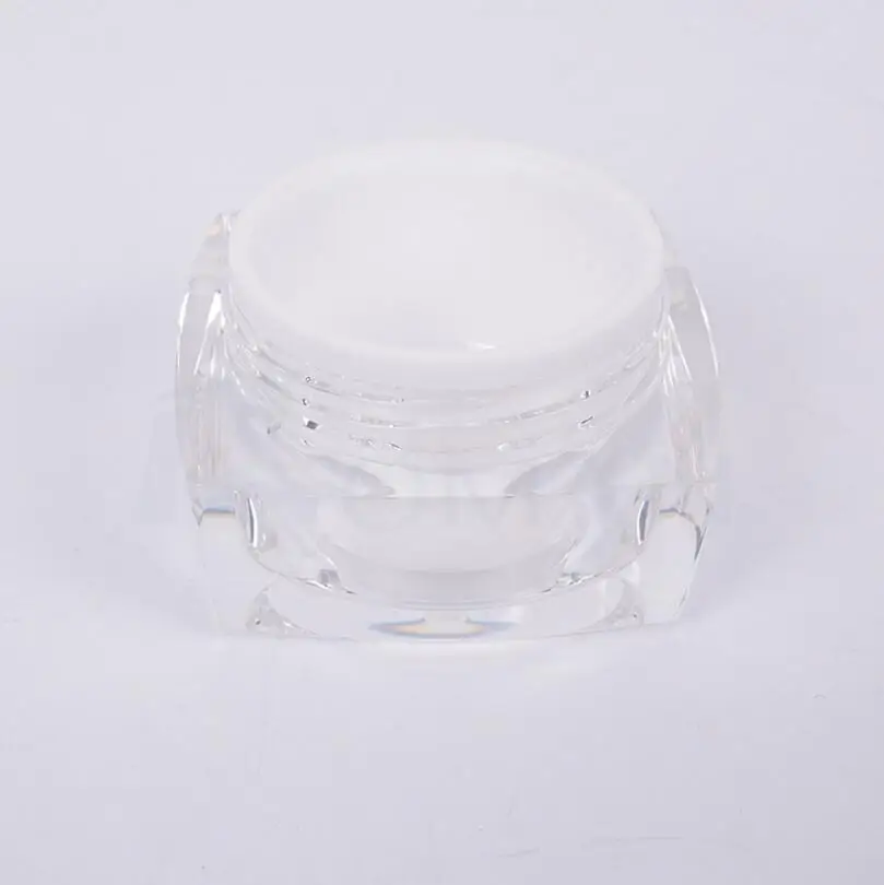 5g*150 empty square acrylic cream jar packaging bottle with black lid, Sample cosmetic cream pot