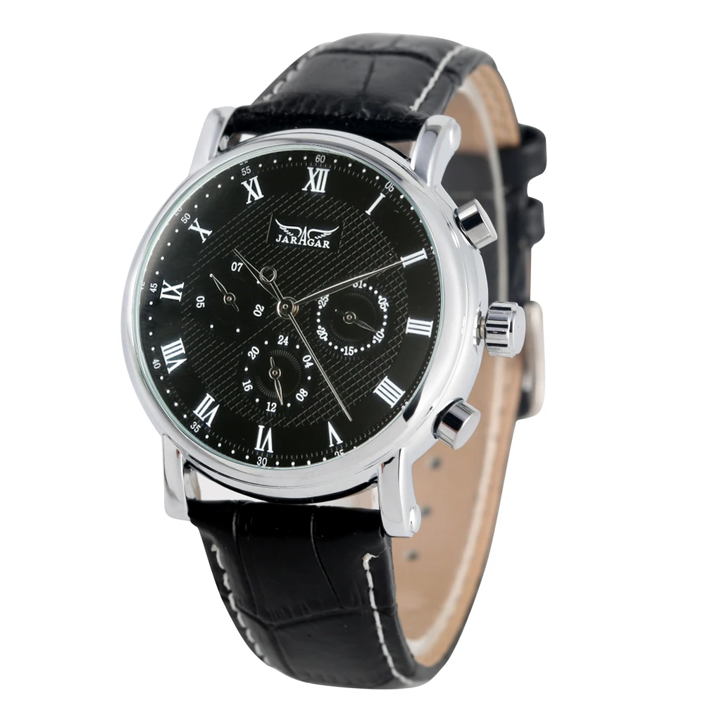 Men's Fashion Automatic-self-Winding Mechanical Watch Stainless Steel Skeleton Business Calendar Display Water Resistant