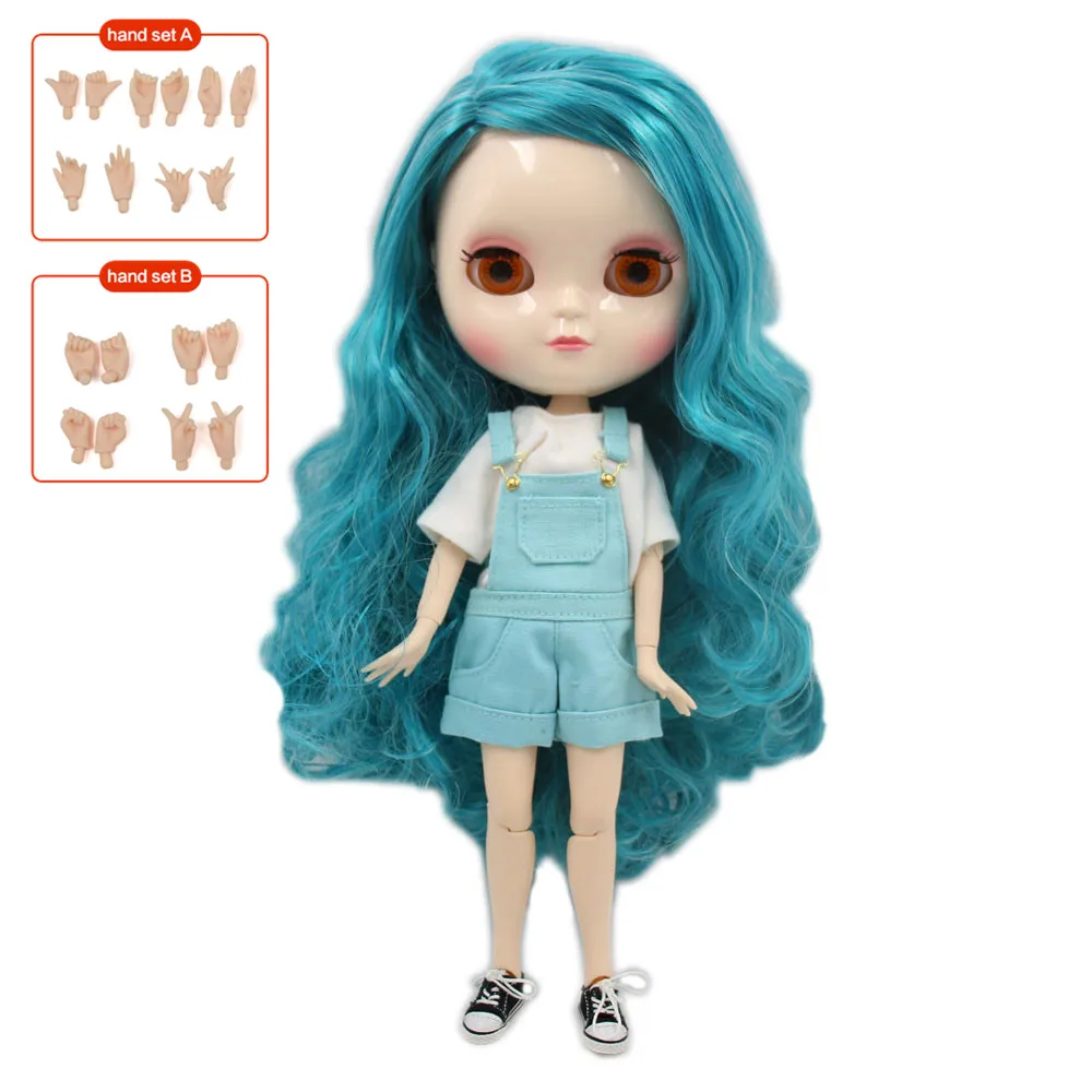 

ICY DBS Blyth BJD 1/6 joint body 30cm doll,Blue side long curly hair ,including hand set AB Gift for girls. No.BL4006/4302