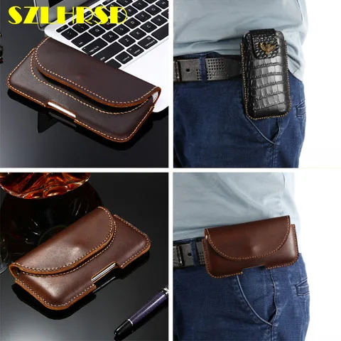 

Genuine Leather Phone Pouch Belt Clip Bag for OPPO A7x A7 AX5 Realme 2 Case with Pen Holder Waist Bag Outdoor Sport Phone Cover