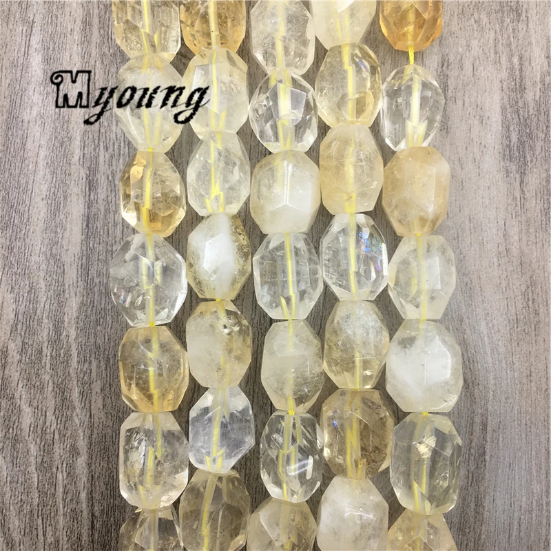 Polished Faceted Citrines Nugget Beads,Polyhedral Yellow Crystal Loose Center Drilled Beads,topazs Quartz Beads MY1561