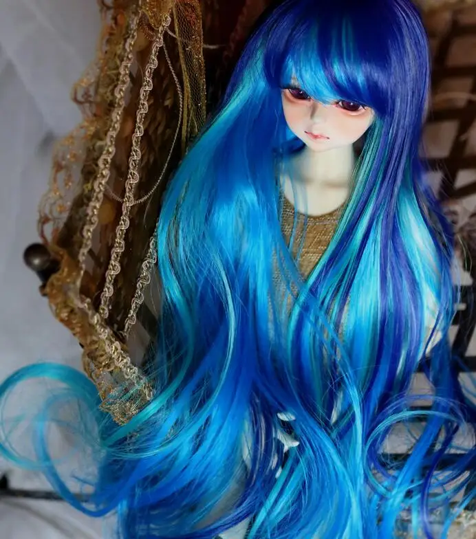 New 1/3 22-24cm / 1/4 18-18.5CM  SD PULLIP BJD Wig Color mixing Dreamlike Wave Curl Long Wig