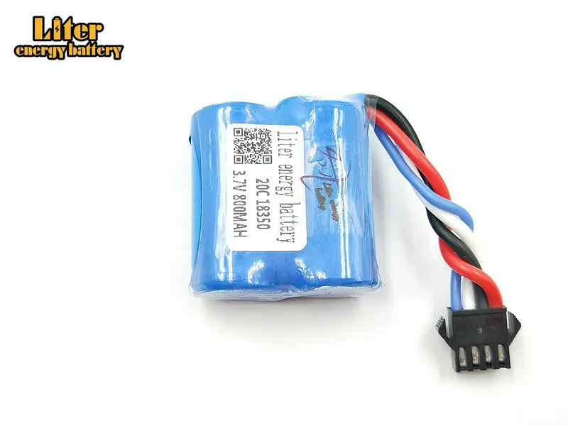 2 pz/lotto 3.7 V 800 mAH batteria al litio cilindrica genuino barche telecomando alimentato 800 mAH 18350 4 P linea