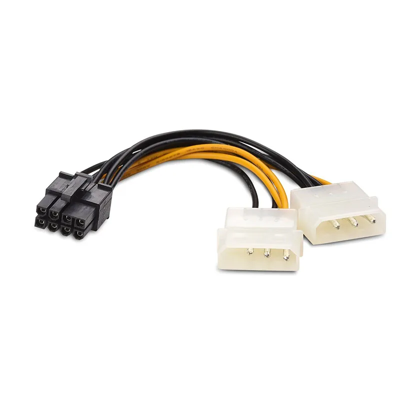 6 inch 2 x Molex 4 pin to 8-Pin PCI Express Video Card  Pci-e ATX PSU Power Converter Cable - Molex to Pcie 8 pin Adapter