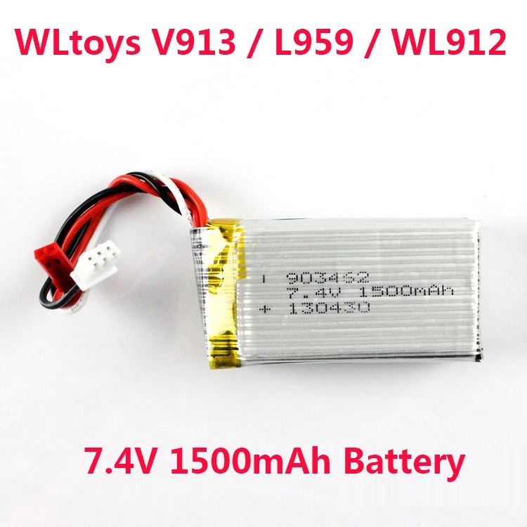 7.4V 1500mAh Battery for WLtoys V913 / WLtoys L959 battery / WLtoys WL912 battery V913-25 Original WLtoys Battery