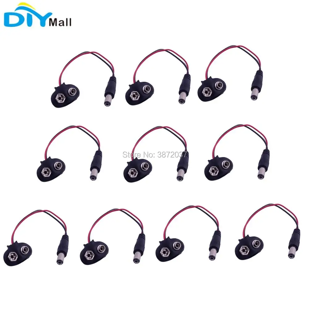 10 pz/lotto 9 V Batteria Clip di 2.1 millimetri X 5.5 millimetri Maschio DC Spina per Arduino