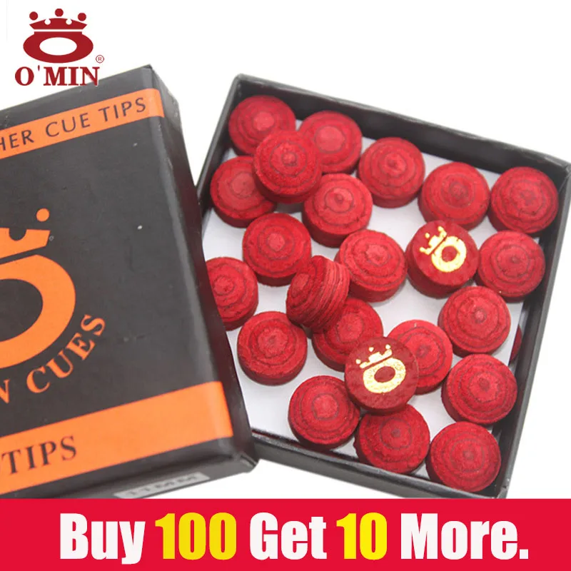 

10 Pcs/lot Omin Red Snooker Cues Tip 10mm Snooker Billiard Accessories China 2016