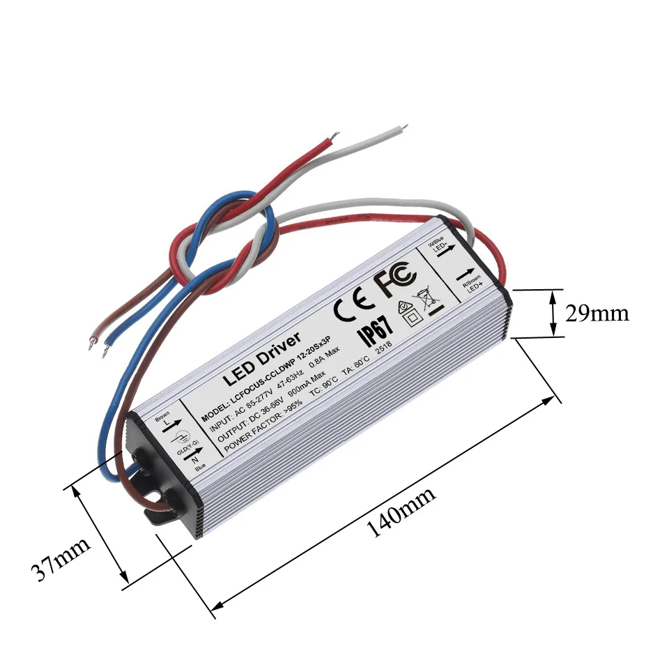 ハイパワーledコントローラー,60 w,36w,42w,45w,48w,54w,60 w,900ma,防水ip67,36 42 45 48 54 60w投光器用電源,DC35-66V