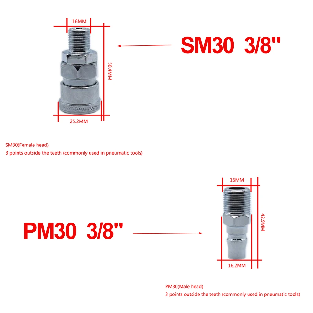 1PC SM/PM 20 30 40MM Join Hose Pneumatic Air Compressor Hose Quick Coupler Plug Socket Connector
