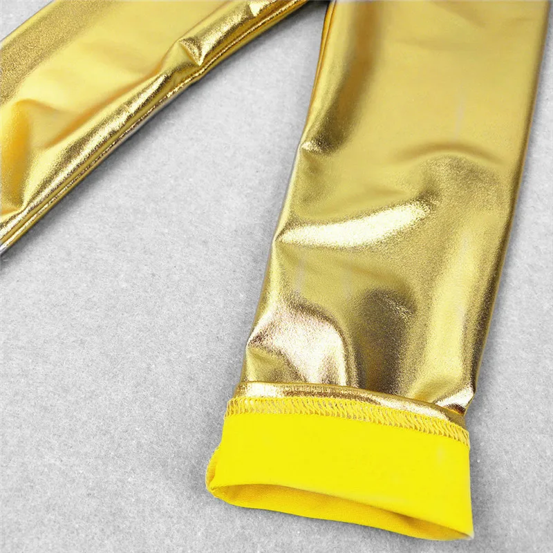 Autumn Summer Children Kids Girls Leggings Shiny Gold Silver Skinny Punk Pants Boys Trousers Baby Clothes for 3-12Years
