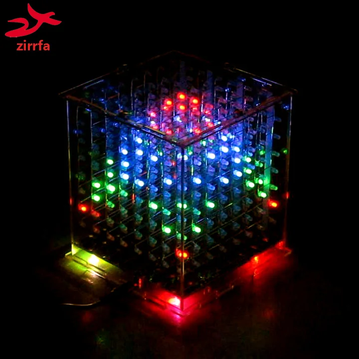 zirrfa DIY 3D 8s multicolor  mini light cubeeds Excellent animation 3D8 8x8x8 display,Christmas Gift led electronic diy kit