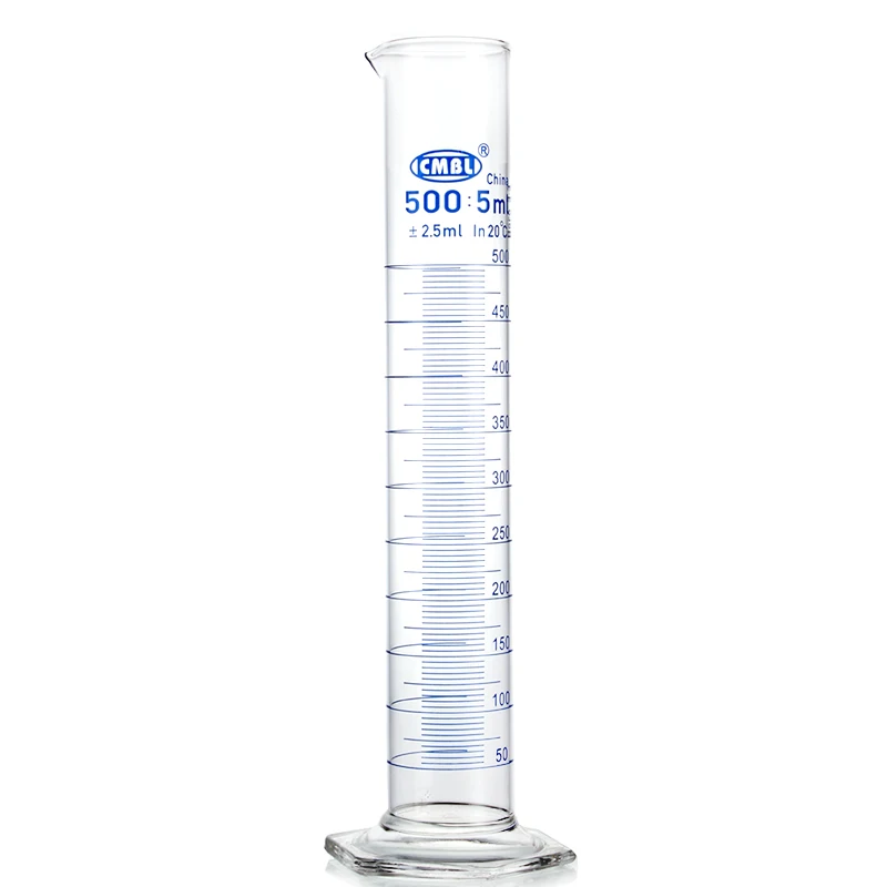 500mL Measuring Cylinder with Spout and Graduation with Glass Heagon Base Laboratory Chemistry Equipment