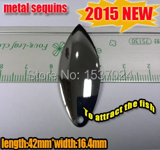 2022new fishing spoon spinner bait metal sequins size 42mm*16.4mm willow leaf blades lures quantily:50pcs/lot