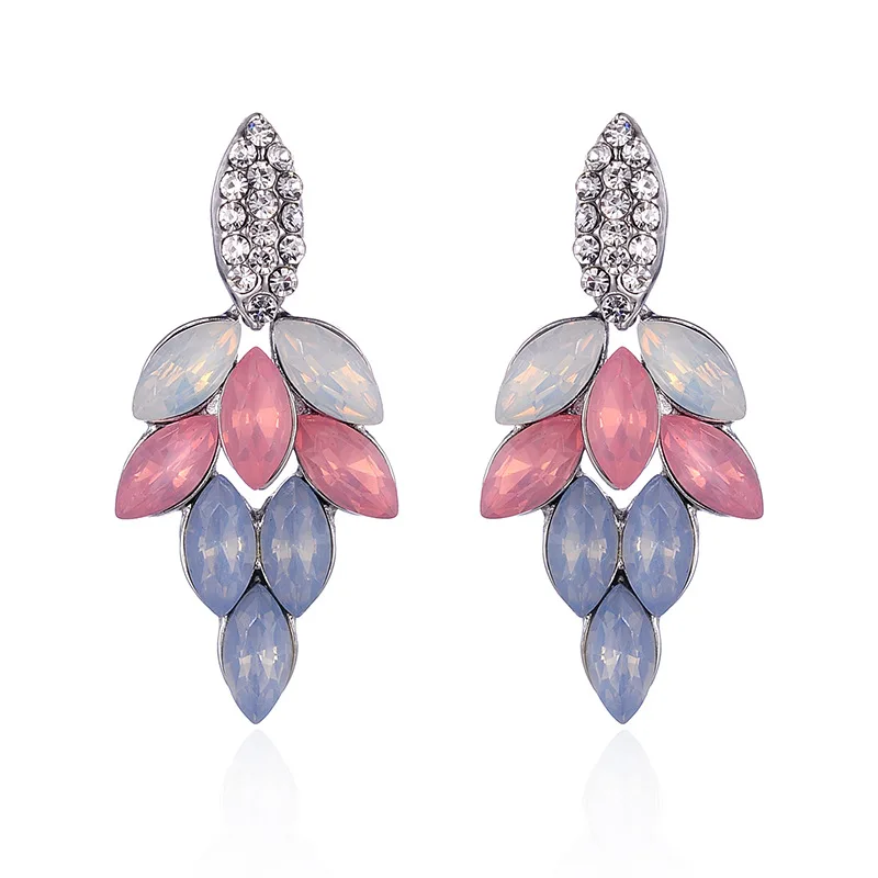 LUBOV Full Crystal Stone Inlaid Rhodium Drop Earrings Colorful Waterdrops Dangle Earrings Trendy Women Party Jewelry 2019