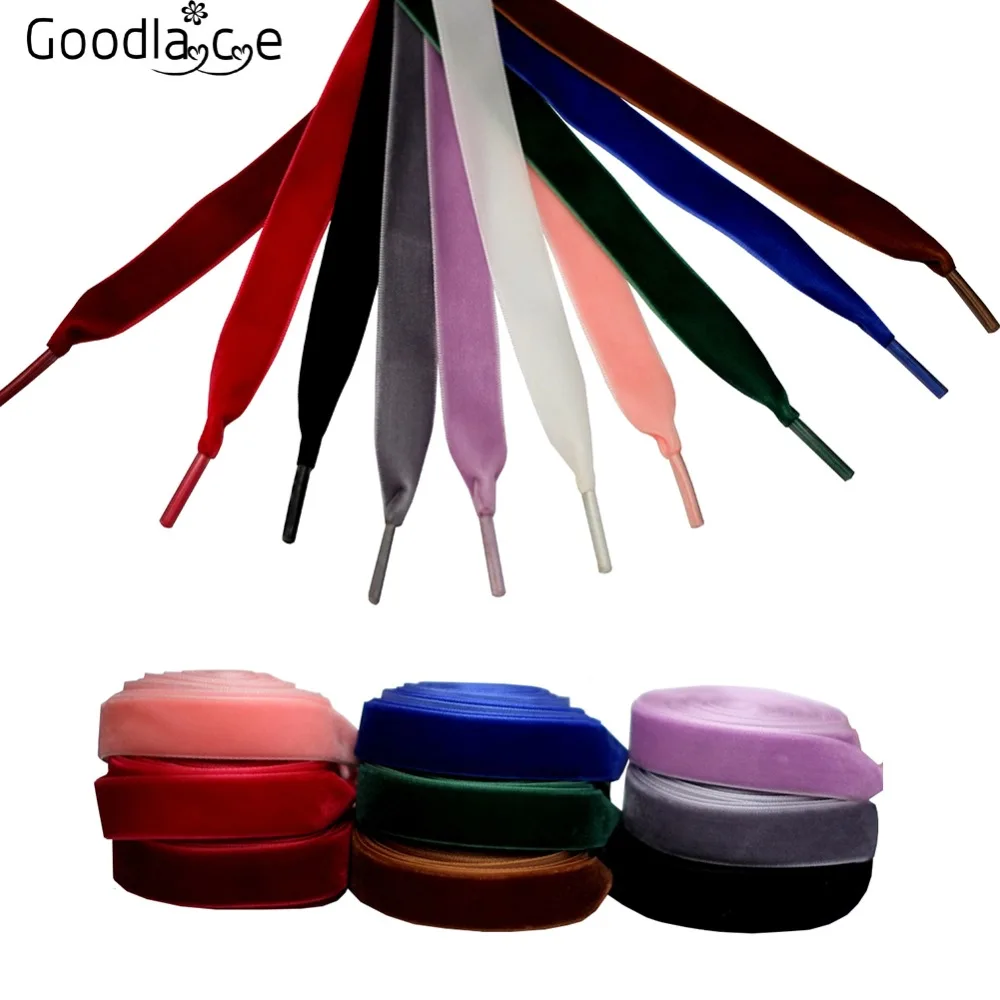 140cm / 55Inch Flat Shoelaces Wide Ribbon Shoe Laces  Made of Velvet Various Colors