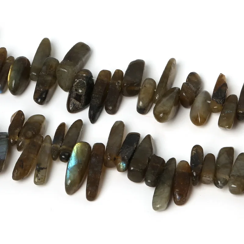 Hot Selling 10-30mm Approx 50pcs Black Glass Picture Labradorite Natural Stone Chip Beads for Jewelry Making Strand 38cm