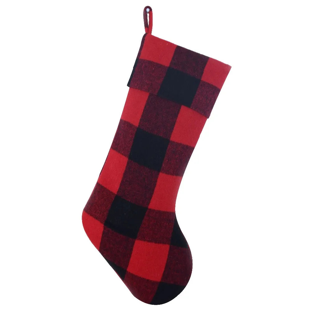 New arrive Free Shipping red and black Plaid Body Christmas Stocking Christmas tree Decoration