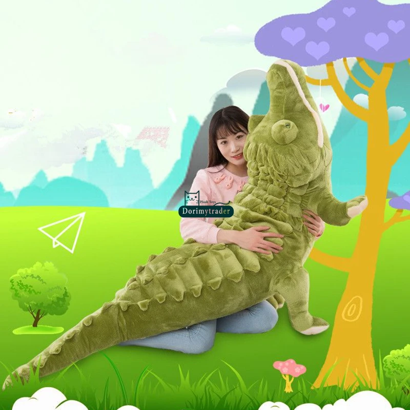 Dorimytrader Biggest Realistic  Lying Animal Crocodile Plush Toy Soft Stuffed Alligator Doll Pillow Gift for Kids Decoration