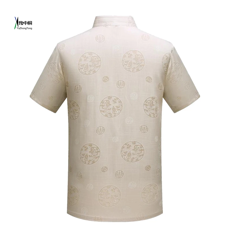 Summer New Men's Short Sleeve Shirt Traditional ChineseCotton Linen Clothing Tang Suit Tops Thin Kung Fu Blouset YZT081302