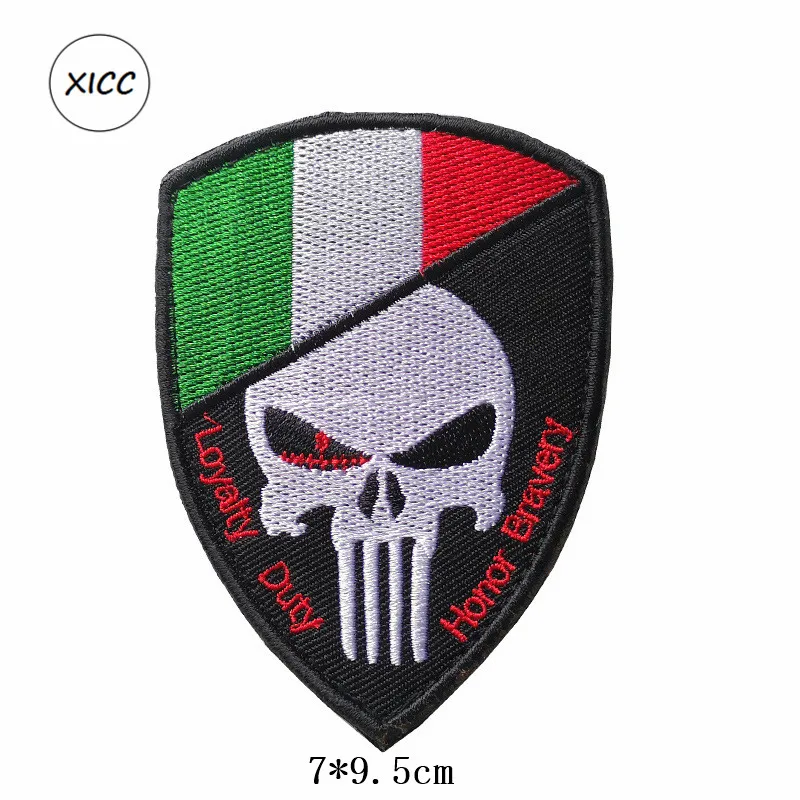 Skull Military Hook and Loop Patches 3D Embroidered National Flag Outdoor Backpack Stickers Clothing Hat Badges Bags Appliques