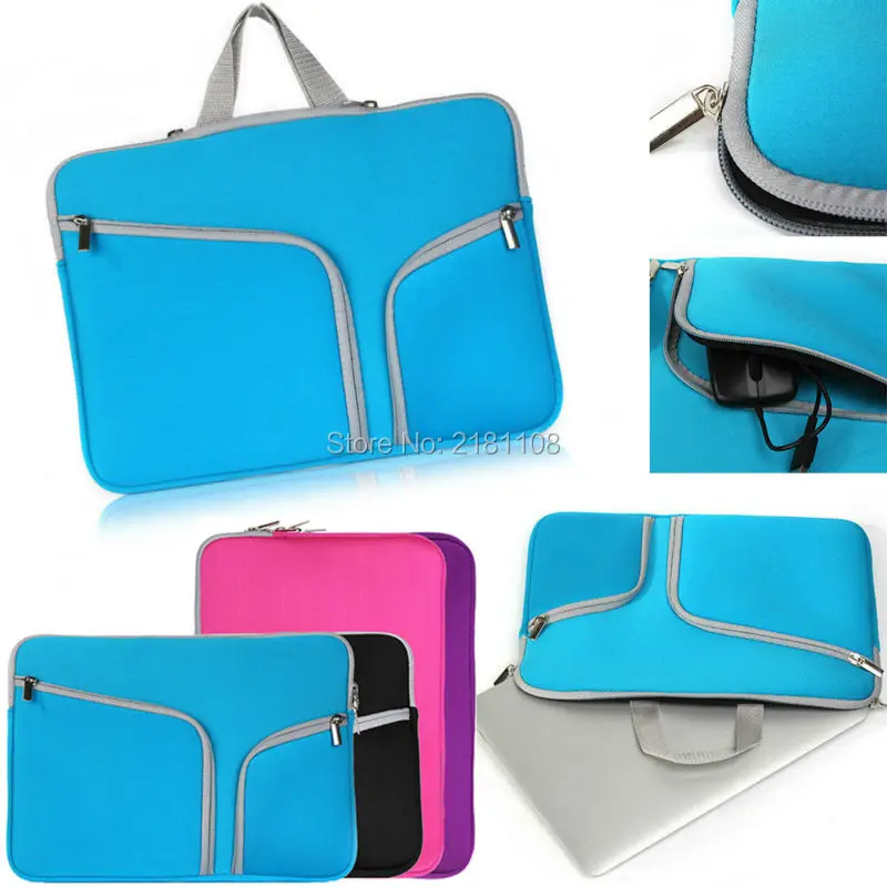 Laptop sleeve bag cases Dual Pocket Neoprene Zipper notebook bag Pouch for macbook air Pro 11/13/15 carring case funda portatil