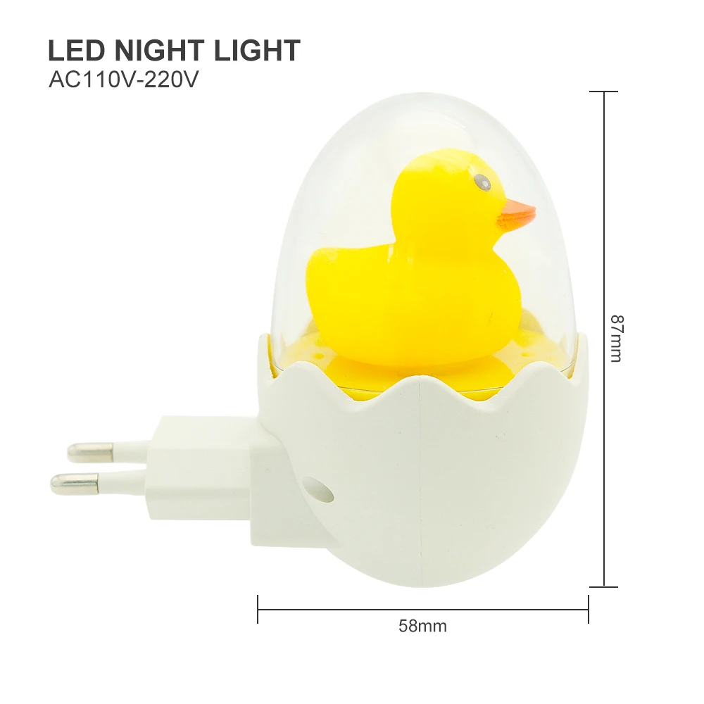 Cute Yellow Duck LED Night Light Sensor Control Dimmable Lamp Remote Control EU Plug 220V for Home Bedroom Children Kids Gift