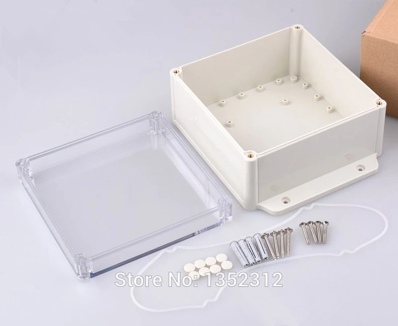 One pcs 204*166*91mm plastic waterproof box abs junction case weatherproof distribution box IP68 DIY project box with belt ears