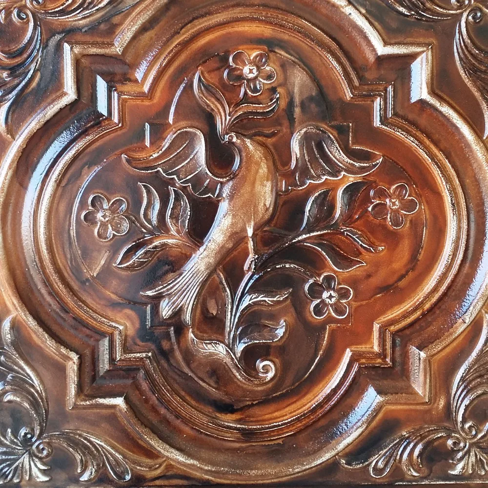 Wood Ceiling tiles faux painting cafe pub restaurant well ceiling panels PL39 Oil painting wood 10pcs