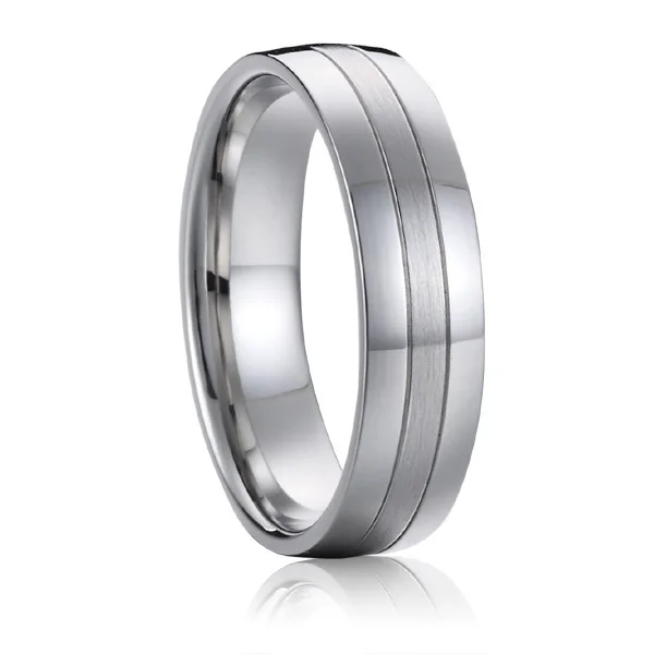 Men\'s Alliances Titanium Wedding Band Promise couple Rings for men white gold silver color 6mm USA size 7 8 9 10 11 12 13 14 15