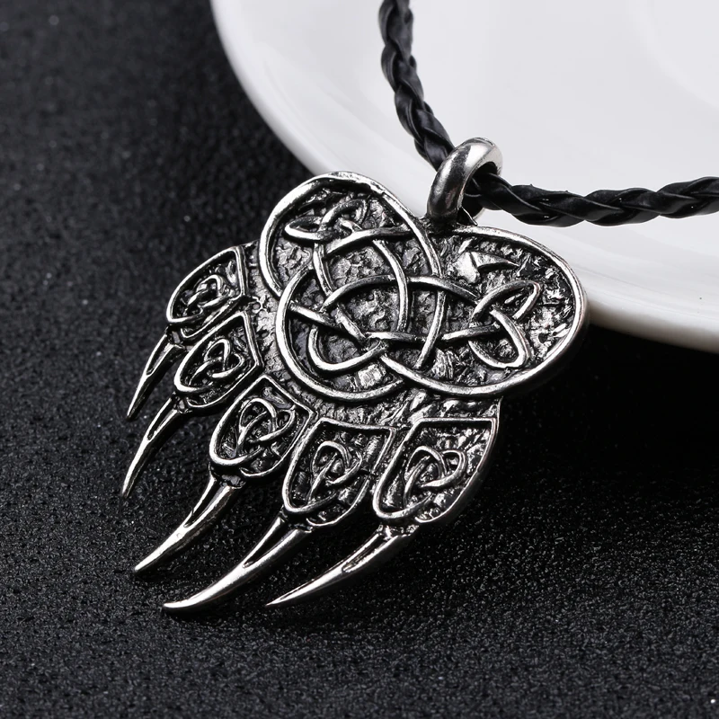 Veles Stamp Slavic Bear Claw Print Charm Lewis Pendant Necklace Antique  Colar Odin \'s Symbol Of Norse Viking Jewelry