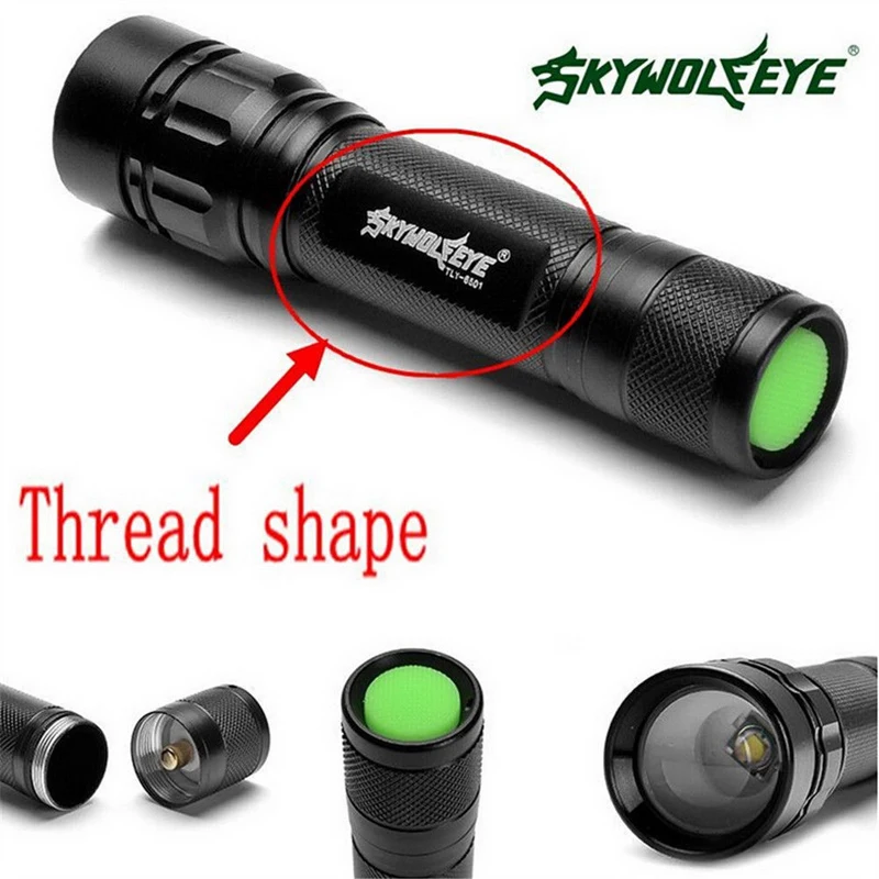 Skywolfeye-linterna táctica XPE para exteriores, luz LED de aleación de aluminio con zoom, alta calidad, 18650