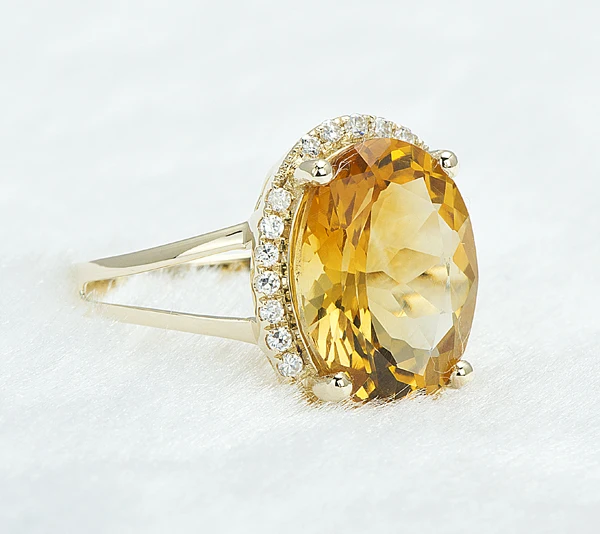 Stunning 5.08ct 14k Yellow Gold Natural Genuine Citrine & Diamond Engagement Ring