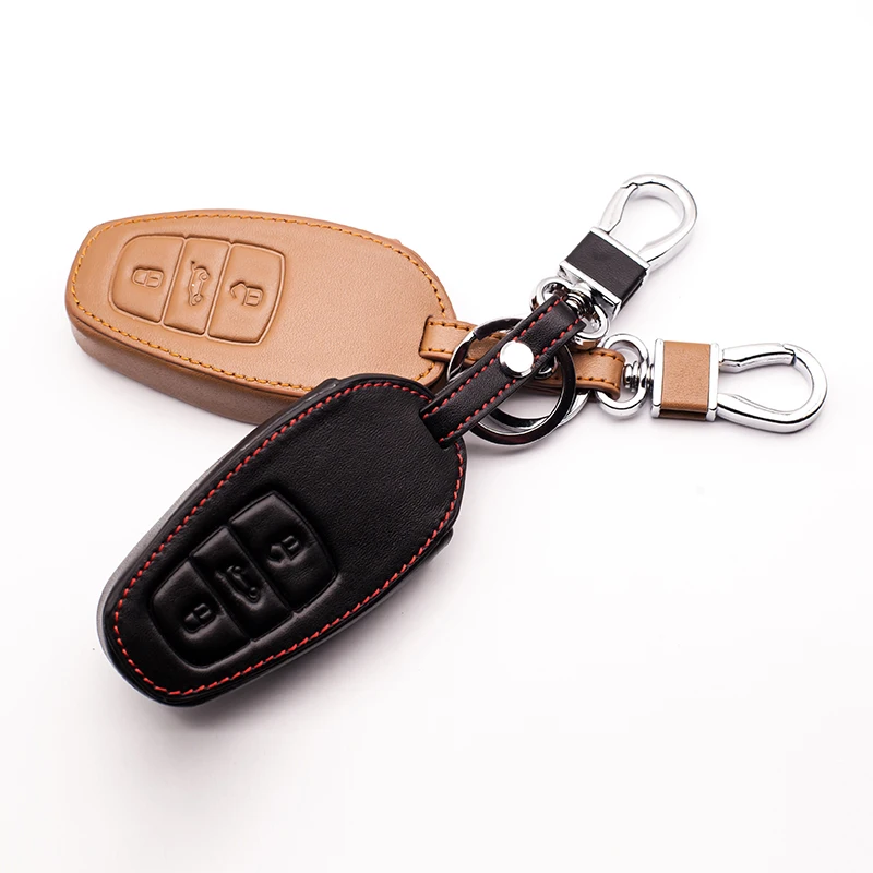 Classic design Genuine Leather Remote Control Car key cover skin case for Volkswagen VW Touareg 3 button smart key protect shell