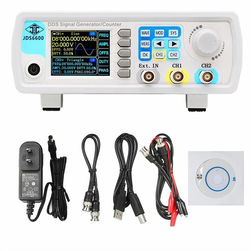 

JDS6600 15MHZ Dual-Channel Digital Control Frequency Meter DDS Function Signal Generator Arbitrary Sine Waveform