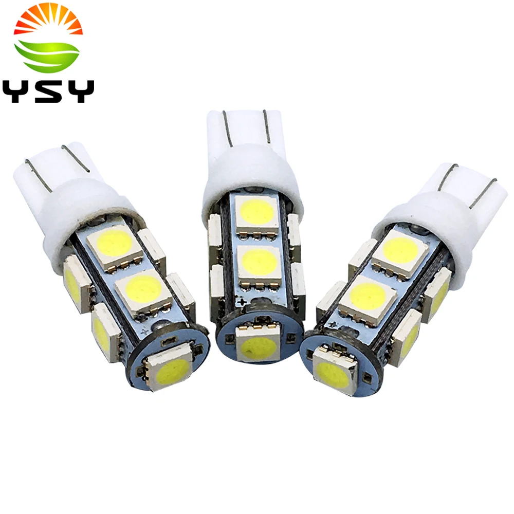 

YSY 200pcs Cool White Amber Color 9 SMD T10 5050 LED W5W Car Side Wedge Tail Light Lamp Bulbs DC 12V Led Car Styling