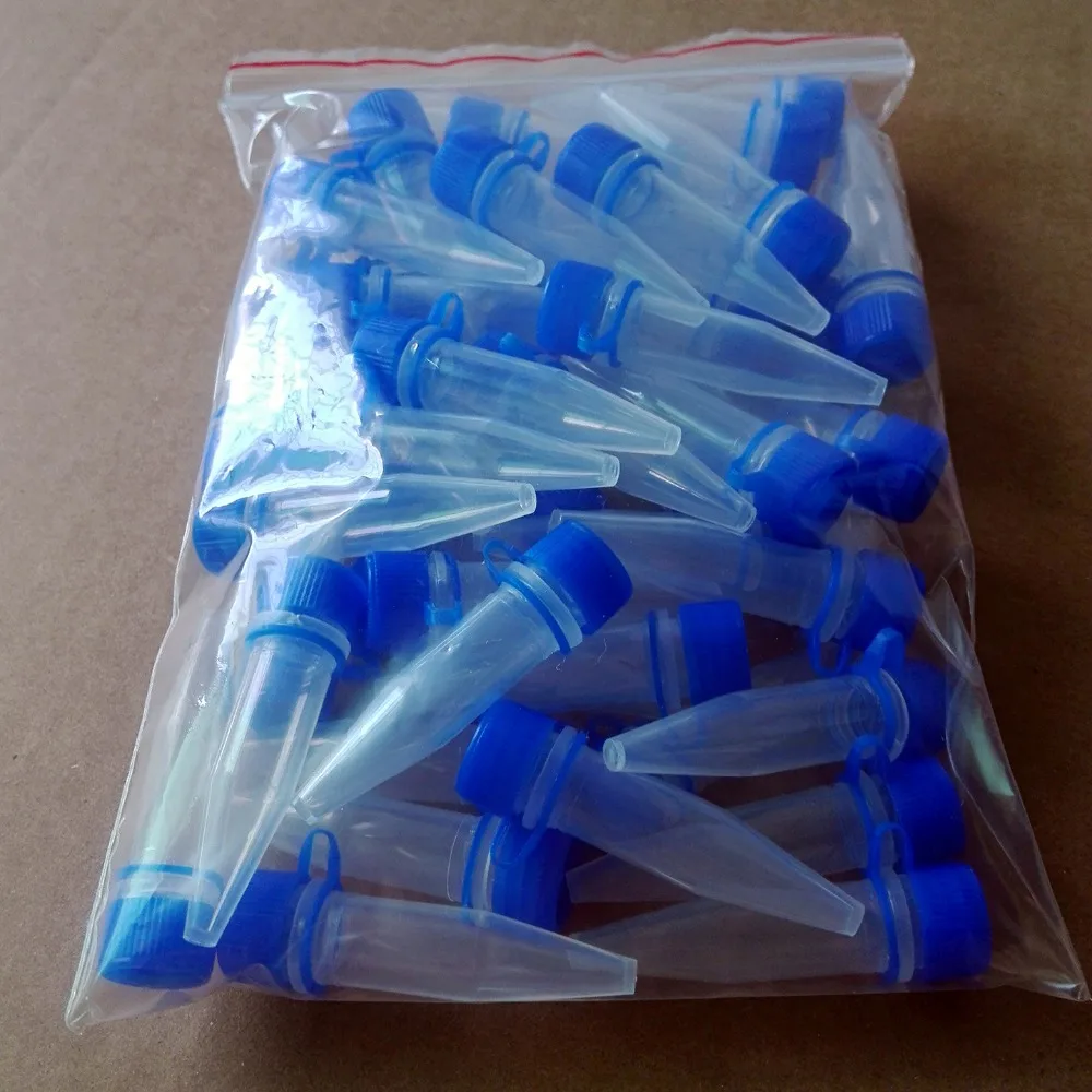 100pcs , 1.5ml Lab Clear Micro Plastic Test Tube Centrifuge Blue Screw Cap Container for Laboratory Sample Specimen Lab Supplies