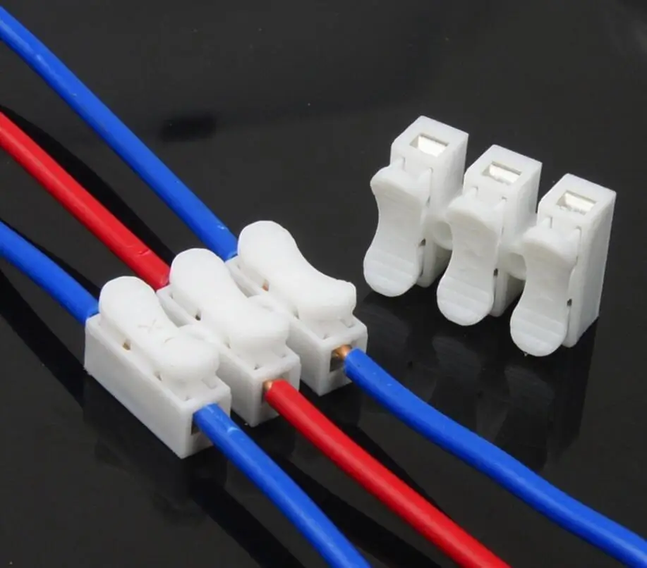 CH-2 CH-3 Pins Spring Electrical Cable Quick Splice Lock Wire Terminals Block Easy Fit for Led Strip Cable Clamp  Resistor