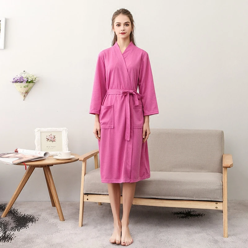 Dressing Gowns For Women Absorbent Cotton Novelty Robes Bathrobe Solid Kimono Robe Female Bath Robe With Belt  M Xl 3xl