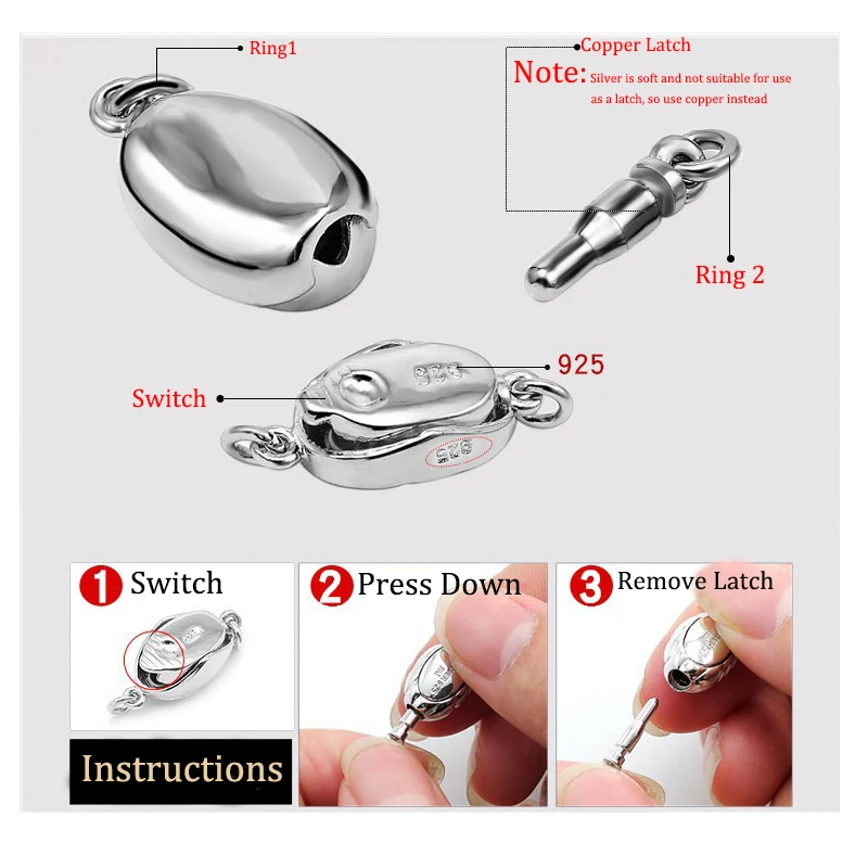 925 Sterling Silver Necklace Buckles DIY Jewelry Findings Clasps For Making Necklaces Bracelets Connector Accessories