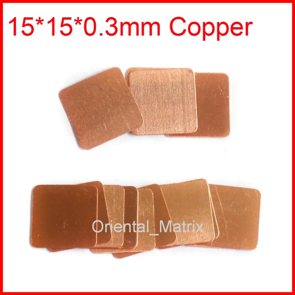 Free Shipping 20pcs 15*15*0.3mm Copper Cooler Heat Sink,Thermal Cooling Shim ,Copper Shim,Graphics Thermal Pad Cooler