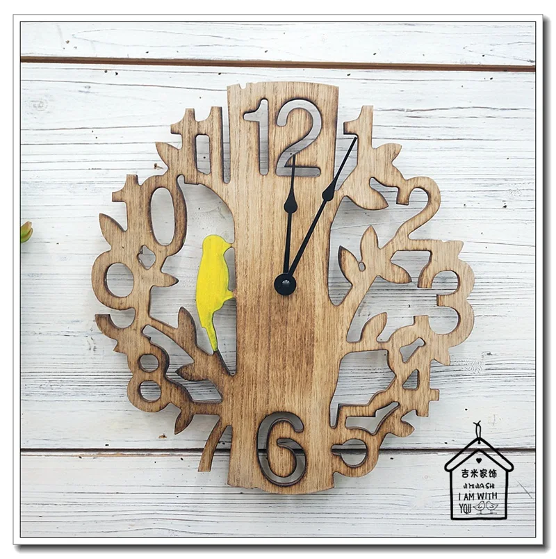 zakka pastoral silence tree wood hanging watches creative fashion living room bedroom children's room wall clock hanging table