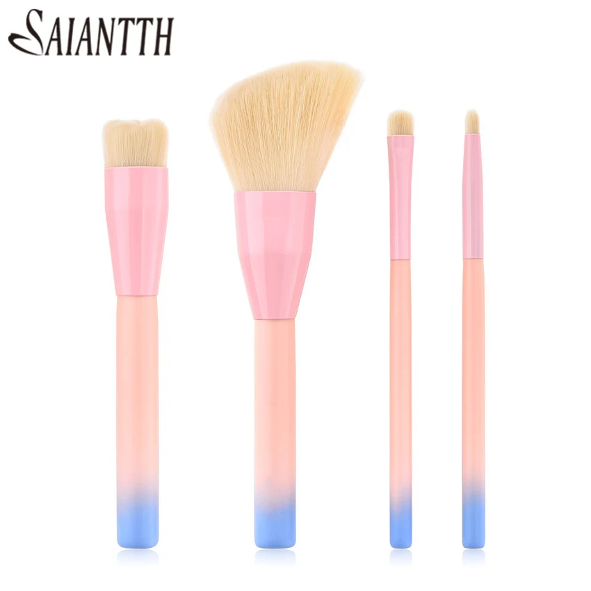 SAIANTTH-Juego de brochas de maquillaje coloridas, 4 piezas, polvo de fundición, sombra de ojos, pincel maquiagem, flor de ciruelo, cara, ojos, Belleza