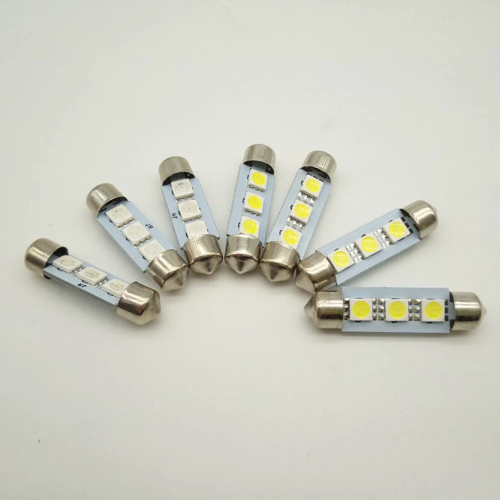 50pcs Car styling Festoon 5050 3SMD 36/39/41mm Car LED lights 24V 12V White/blue/red/green FT C5W Auto Interior Door Dome light