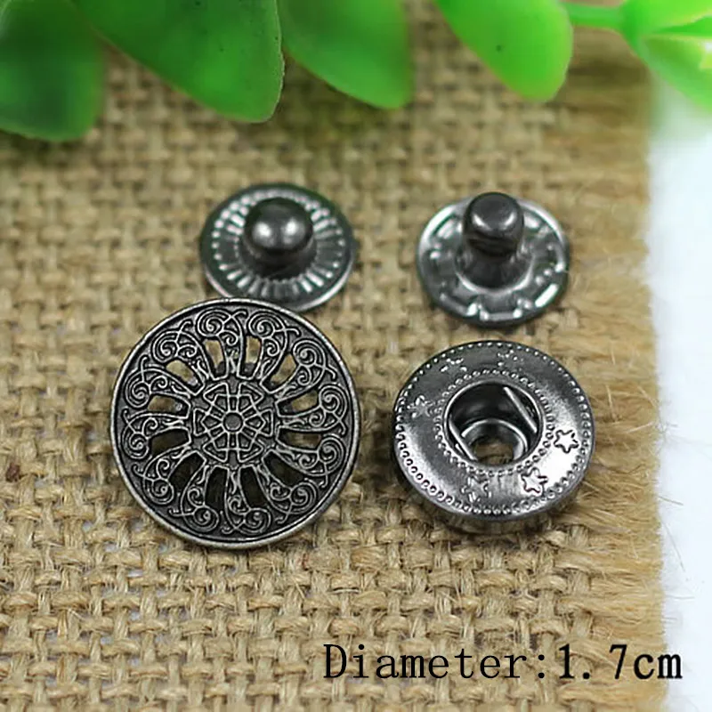 New High Quality 10pcs 17mm Round Metal Snap Fastener Poppers Press Studs Kit Sewing Leather Craft Tools Metal Snap Button