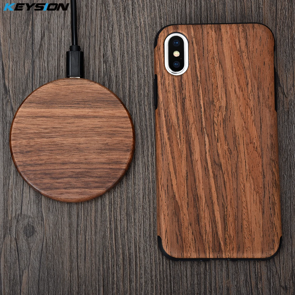 KEYSION 15W Wooden Qi Wireless Charger for iPhone 13 12 Pro XR XS Max Xiaomi 12 fast Wireless Charging Stand for Samsung S21 S22