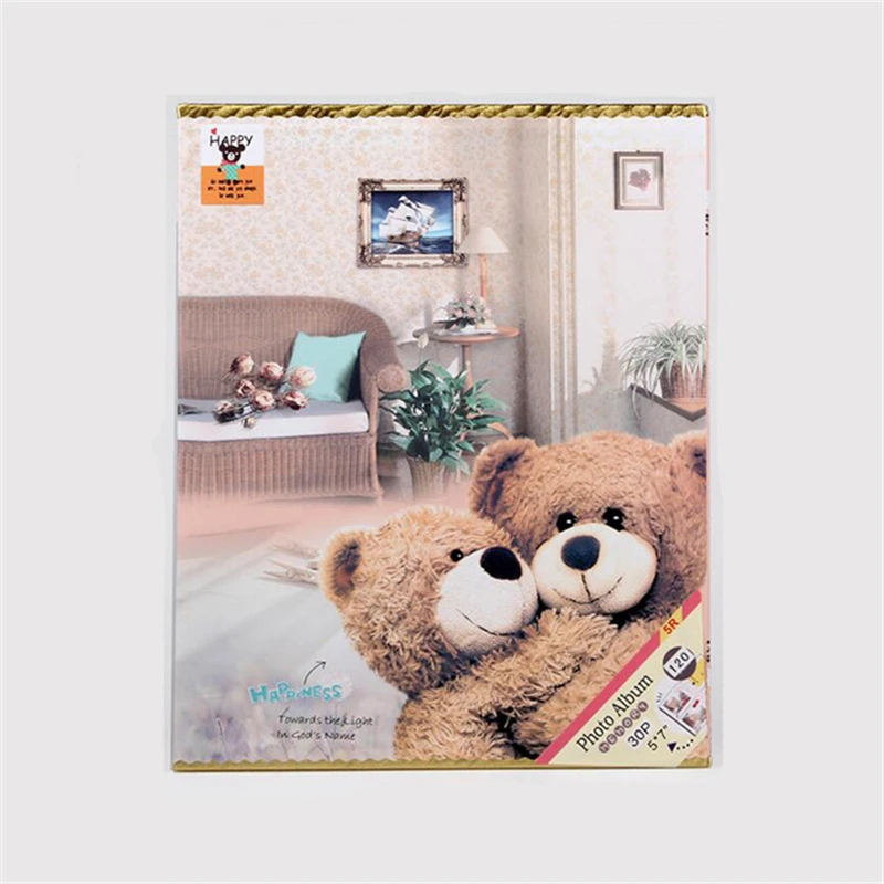 CASEGRACE Lovely Teddy Bear Photo Album For Children Photo Album 7 inch Interleaf Type Family Photo Albums With 200 Sheets